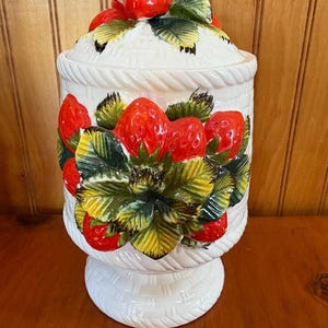 Vintage Rossini Japan Ceramic Strawberry Canister