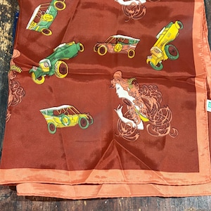 1950s Scarf Featuring old jalopies and women