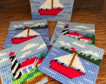 Needlepoint Nautical Coaster Set