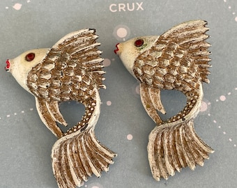 Vintage Pair of Fish Brooches