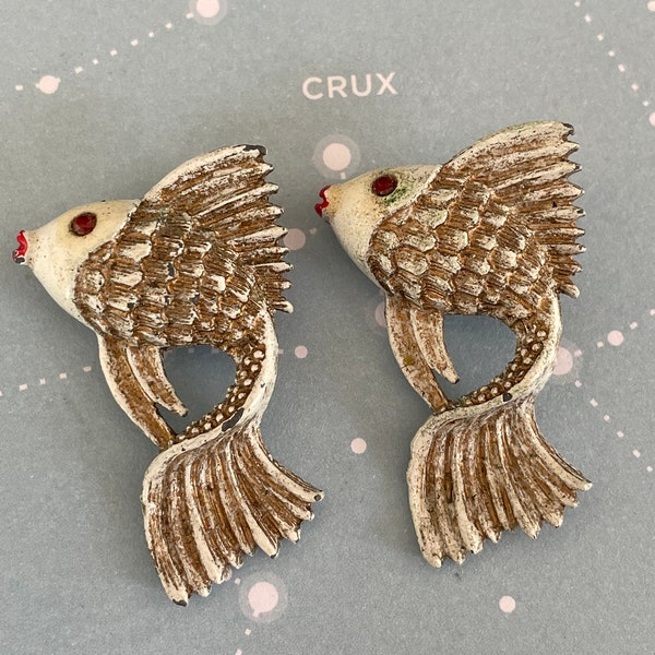 Vintage Pair of Fish Brooches