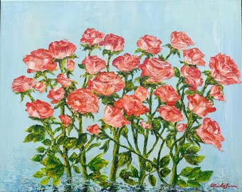 Water roses, Oil Painting by Elena Ciobanica