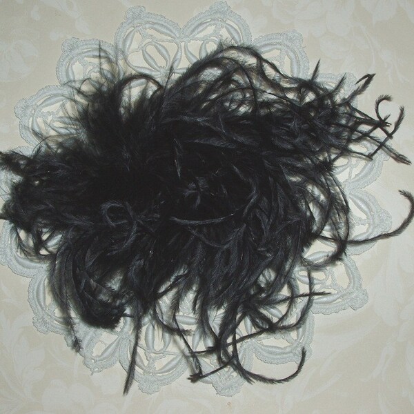 Black Curly Ostrich Feather Puff