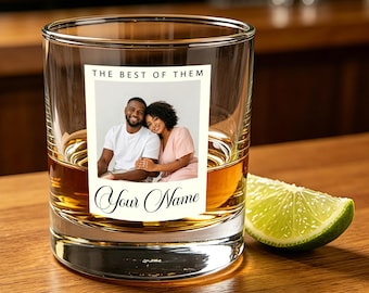 Copo de uísque personalizado com foto do marido, copo de whisky com foto personalizada, copo de recordação, presente romântico de Dia dos Namorados/Aniversário para o marido