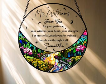 Personalized Police Retirement Suncatcher, Floral Stained Glass Window Decor, Mother's Day Gift