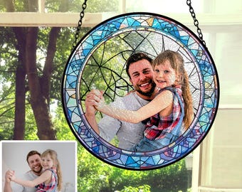 Vitral personalizado com foto para pendurar na janela, retrato para o Dia dos Pais