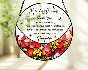 Vitral decorativo floral personalizado para aposentadoria, presente para o Dia das Mães