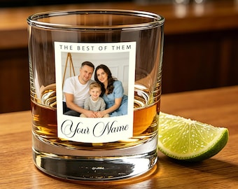 Copo de uísque personalizado com foto, copo de lembrança de família personalizado com nome, presente de agradecimento, presente emocionante para os pais.