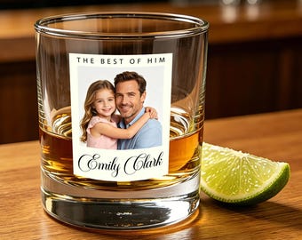 Copo de uísque personalizado com foto, copo térmico de 300ml, presente personalizado para o Dia dos Pais, copo com foto para avô/marido.