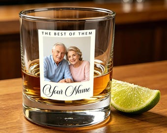 Copo de uísque vintage personalizado com foto, copo de whisky com imagem personalizada, lembrancinhas para festa de aposentadoria, presente significativo para o avô.