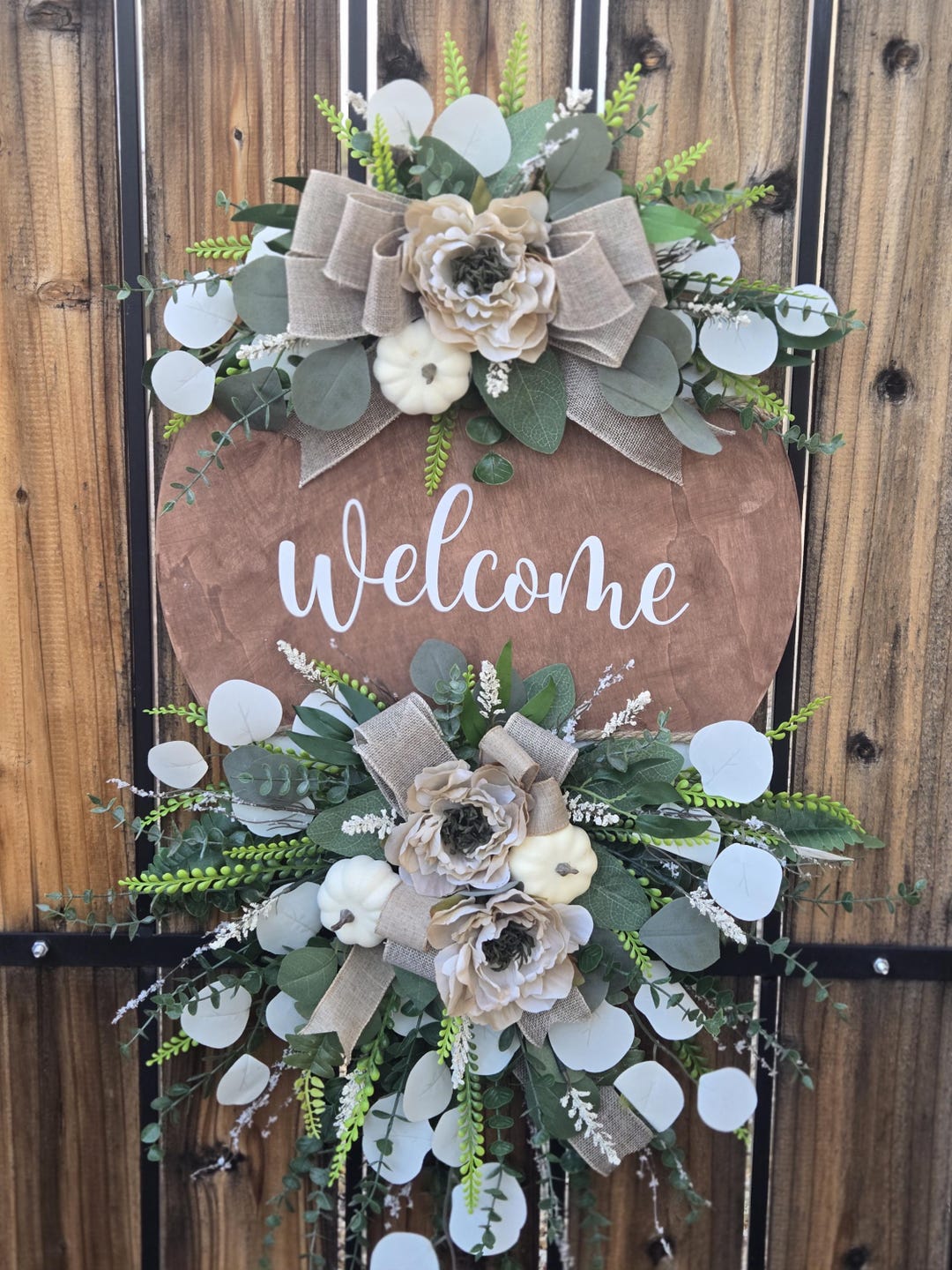 Fall Welcome Door Hanger: Rustic Farmhouse Decor, 18" Wood Wreath - Etsy