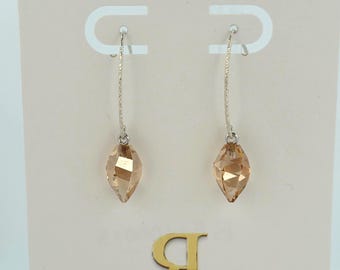 Champagne Swarovski Crystal Earrings on Sparkling Sterling Silver Hangers