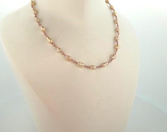 Petite Pearl Necklace with Rose Gold Chain – Elegant Handmade Jewelry Gift