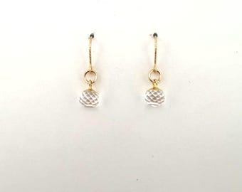 Petite Gold Filled Crystal Drop Earrings, Handmade Faceted Austrian Crystal Earrings, Dainty Gold Dangle Earrings for Everyday or Gift
