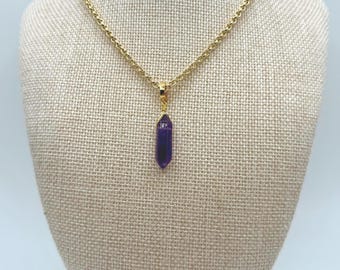 Handmade Amethyst Spike Necklace – Gold Plated Sterling Silver Chain, Removable Bail