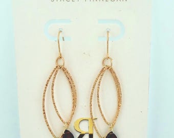 Gold Filled Garnet Earrings, Marquise & Double Briolette Garnets, Handmade January Birthstone Dangle Earrings