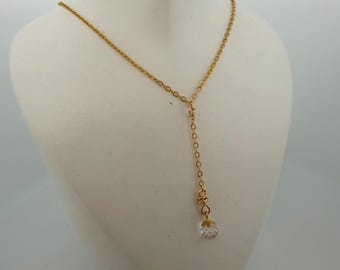 Handmade Gold Filled Necklace with Faceted Austrian Crystal, Minimalist Gold Necklace, Elegant Crystal Pendant Necklace for Everyday or Gift
