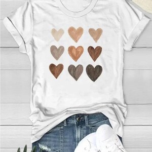 レディース Tシャツ かわいいフィンガーハートプリント クルーネック ゆったり 黒 Tシャツ 女性 夏 Tシャツ 90年代 女の子 グラフィック かわいい 半袖