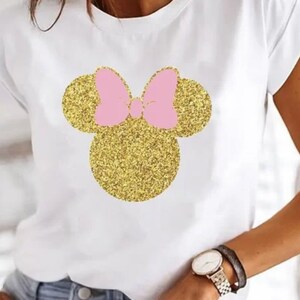 Camisetas estampadas informales de Mickey Mouse para mujer, Top de dibujos animados Y2K, ropa bonita de los años 90, ropa estampada para mujer, ropa de moda