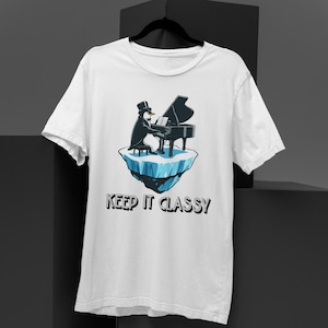 Penguin T-Shirt - Keep It Classy | Funny Minimalist Graphic Tee | Penguin Lover Gift | Bird Nerd Apparel
