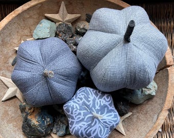 modern/gray/country/vintage/classic cloth pumpkin, cloth pumpkins, boho cloth pumpkins - set of 3 pumpkins w/1 set of bling - #132