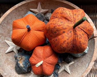 modern/country/formal/classic cloth pumpkin, cloth pumpkins, boho cloth pumpkins - set of 3 pumpkins w. 1 set of bling - #115