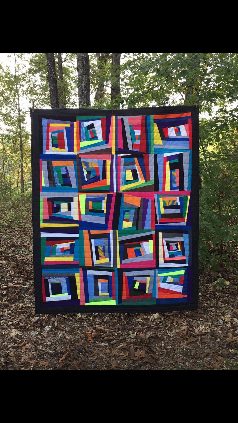 modern, nap quilt, picnic quilt, improv, wonky ...FREE SHIPPING... CUSTOM Order to your size image 5