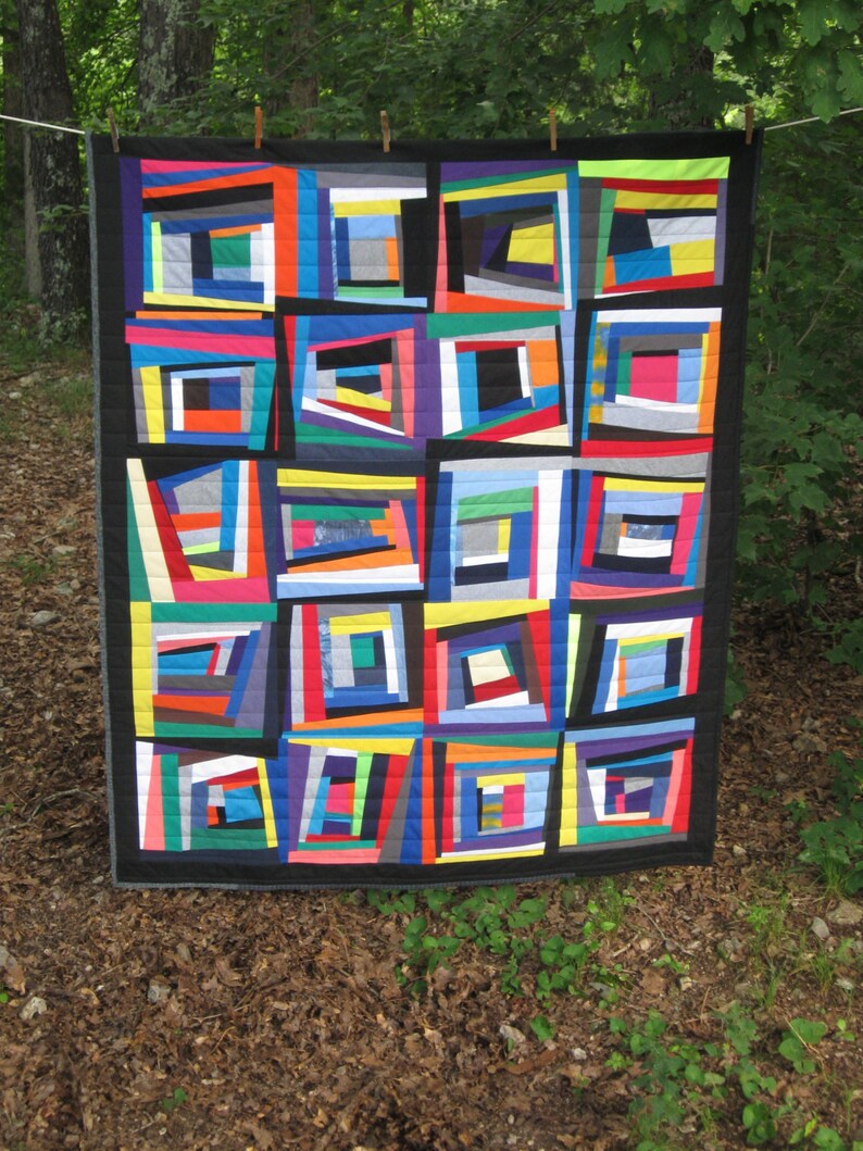 modern, nap quilt, picnic quilt, improv, wonky ...FREE SHIPPING... CUSTOM Order to your size image 2