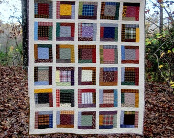 farmhouse/homespun quilt, memory quilt, lap quilt.....56" x 47"...CUSTOM QUILT, made to order...free shipping