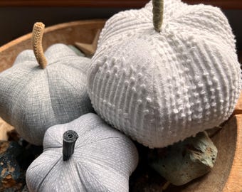 vintage chenille/country/vintage/classic cloth pumpkin, cloth pumpkins, boho cloth pumpkins - set of 3 pumpkins w/1 set of bling - #129