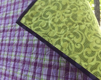 baby quilt...FREE SHIPPING.. toddler quilt, mad for plaid whole cloth, baby girl quilt, crib quilt, car seat quilt