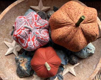 modern/formal/classic cloth pumpkin, cloth pumpkins, boho cloth pumpkins - set of 3 pumpkins w. 1 set of bling - #113