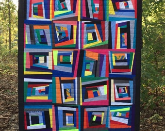 modern, nap quilt, picnic quilt, improv, wonky ...FREE SHIPPING... CUSTOM Order to your size