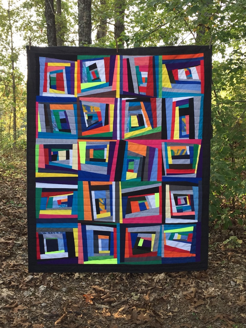 modern, nap quilt, picnic quilt, improv, wonky ...FREE SHIPPING... CUSTOM Order to your size image 1