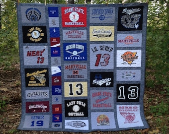 High school sports team memory quilt, football jersey quilt,soccer quilt, basketball, cross country jersey memory quilt..CUSTOM ORDER