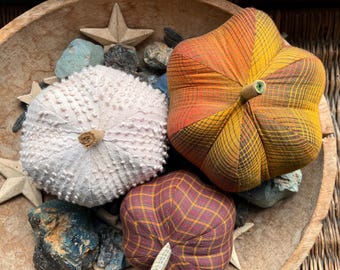 homespun/country/vintage/classic cloth pumpkin, cloth pumpkins, boho cloth pumpkins - set of 3 pumpkins w. 1 set of bling - #123