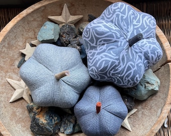 modern/gray/country/vintage/classic cloth pumpkin, cloth pumpkins, boho cloth pumpkins - set of 3 pumpkins w/1 set of bling - #131