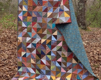 half square triangle quilt ..CUSTOM ORDER... to your size and color range - - free shipping