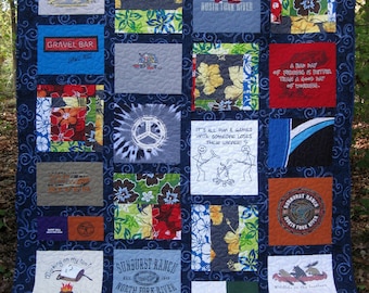 camping quilt, campfire quilt, memory quilt, t-shirt quilt, nap quilt, hammock quilt...CUSTOM QUILT...free shipping