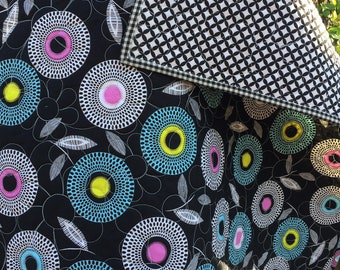 baby quilt, modern, large floral graphic design, floor play quilt, baby girl, stroller quilt, crib, car seat, reversible