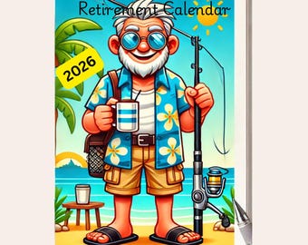 Regalo de jubilación para hombre, calendario de jubilación para jubilados, planificador mensual 2026, calendario de pared divertido para la jubilación, calendario mensual 2026