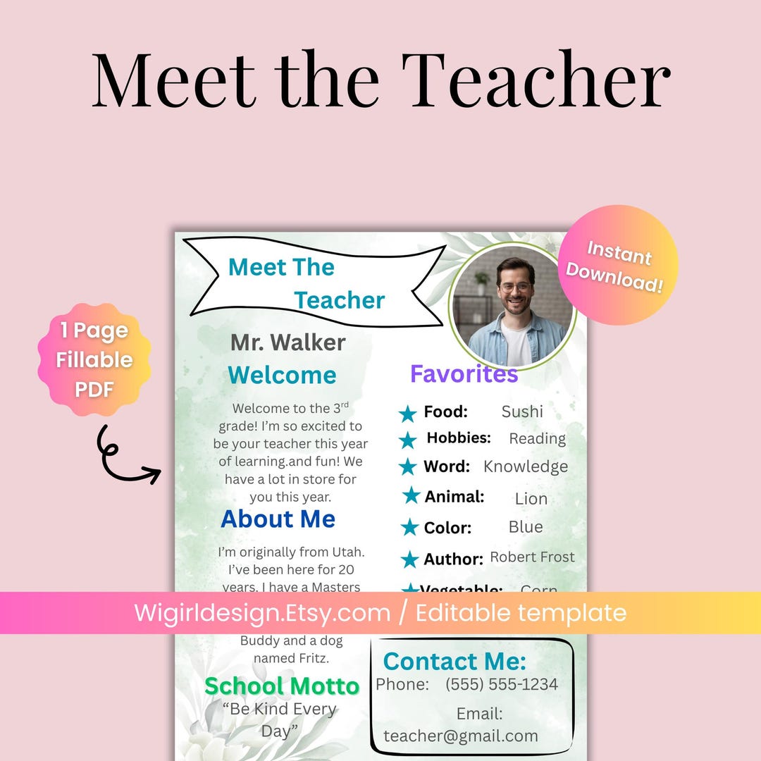 Editable Meet the Teacher Letter Template With Green Design (canva ...