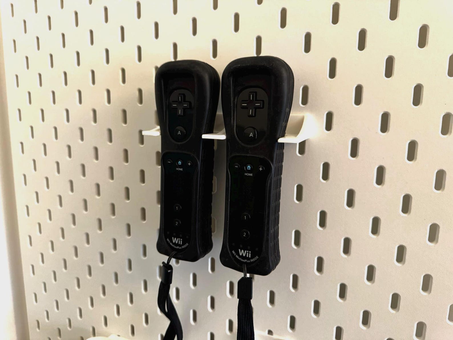 Nintendo Wii Wiimote Holder for IKEA Skådis Fits Controllers With Silicone Sleeve Case 3D Printed Wii Remote Mount