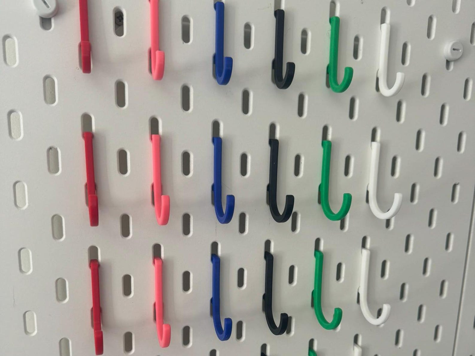 Hooks for IKEA SKADIS / UPPSPEL Pegboard - J Hook Style - Multiple Colours - Pack of 5