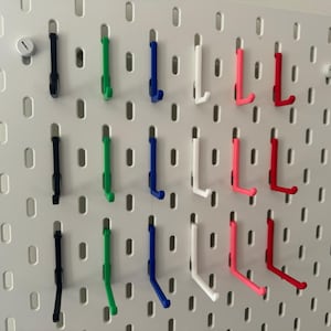 Hooks for IKEA SKADIS / UPPSPEL Pegboard - L Hook Style - Multiple Colours - Pack of 5