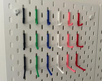 IKEA SKÅDIS / UPPSPEL Pegboard Hooks | L Hook Style | Pack of 5 | Multiple Colours