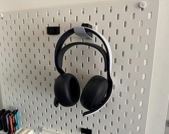 Soporte para auriculares PlayStation PULSE Elite PS5 para montaje en panel perforado Ikea Skadis, organizador de pared y accesorio para configuración de juegos.