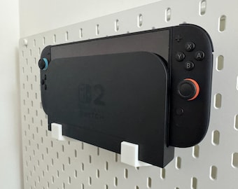 Switch 2 Dock Display Mount Holder for Ikea Skadis or Uppspel Pegboard