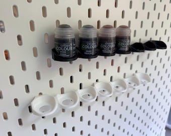 Citadel Paint Holder: IKEA Skadis Pegboard Organizer (3D Printed) - Holds Seven Paints Pots