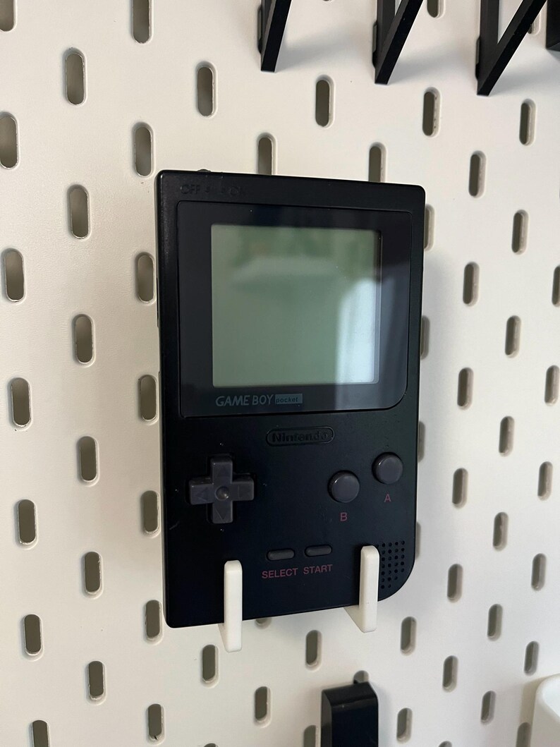 Nintendo Gameboy Pocket Display Stand Hooks | 3D Printed Holder for IKEA Skadis Uppspel Pegboard image 1